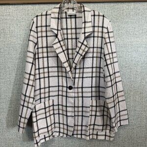 Black & White Windowpane Plaid Blazer - Size Large